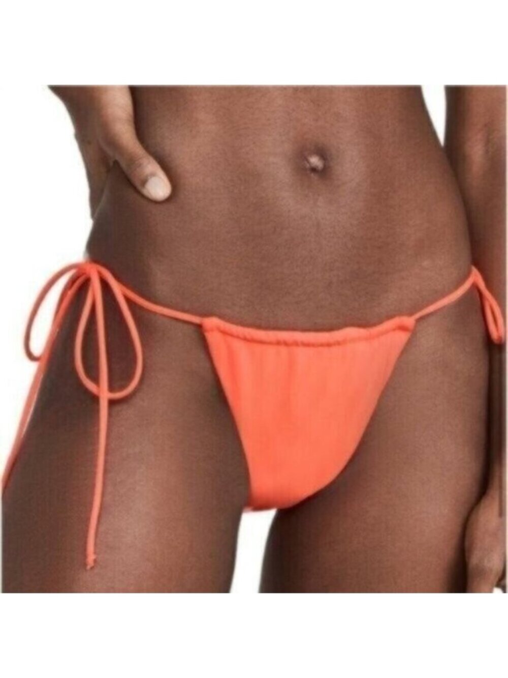 NWT Good American Orange Neon Coral Tiny Ties Swim Bikini Bottoms Size 4/XL